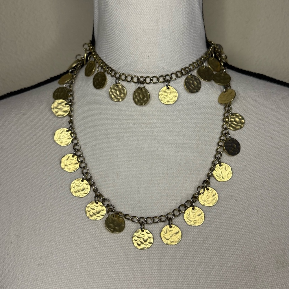 Kenneth Lane Hammered Coin Gold Chain Necklace